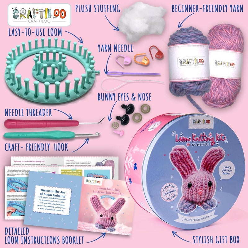 CRAFTILOO Loom Knitting and Crochet kit for Kids Crochet kit for Beginners Knitting kit for Beginners Knitting Loom Learn to Crochet Kits for Adults Beginner - Image 2